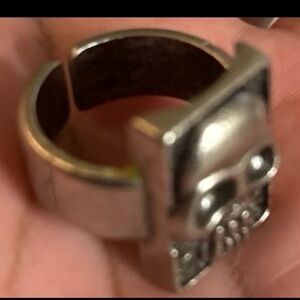 Skull Face Silver Mens Ring